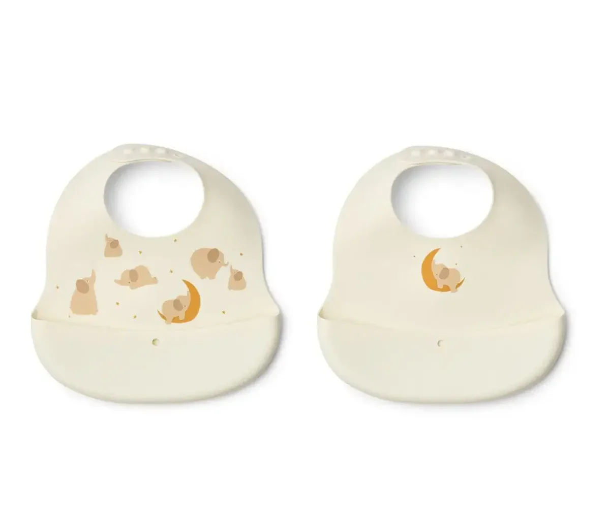 EMBER PRINTED BIB 2-PACK ELEPHANT / CREME DE LA CREME