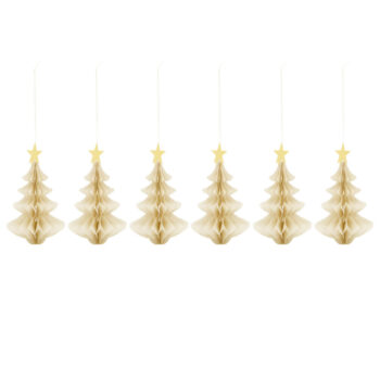 Christmas ornament Tree, Ivory paper (6 pcs)
