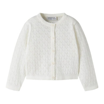White Pointelle Knit Cardigan