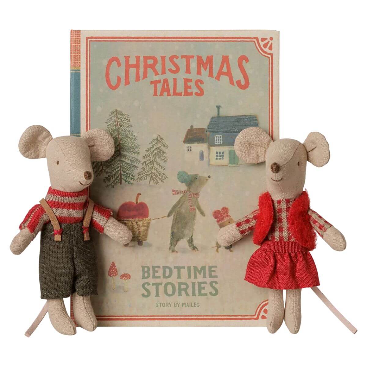 Christmas twin mice, Little sister and brother in book