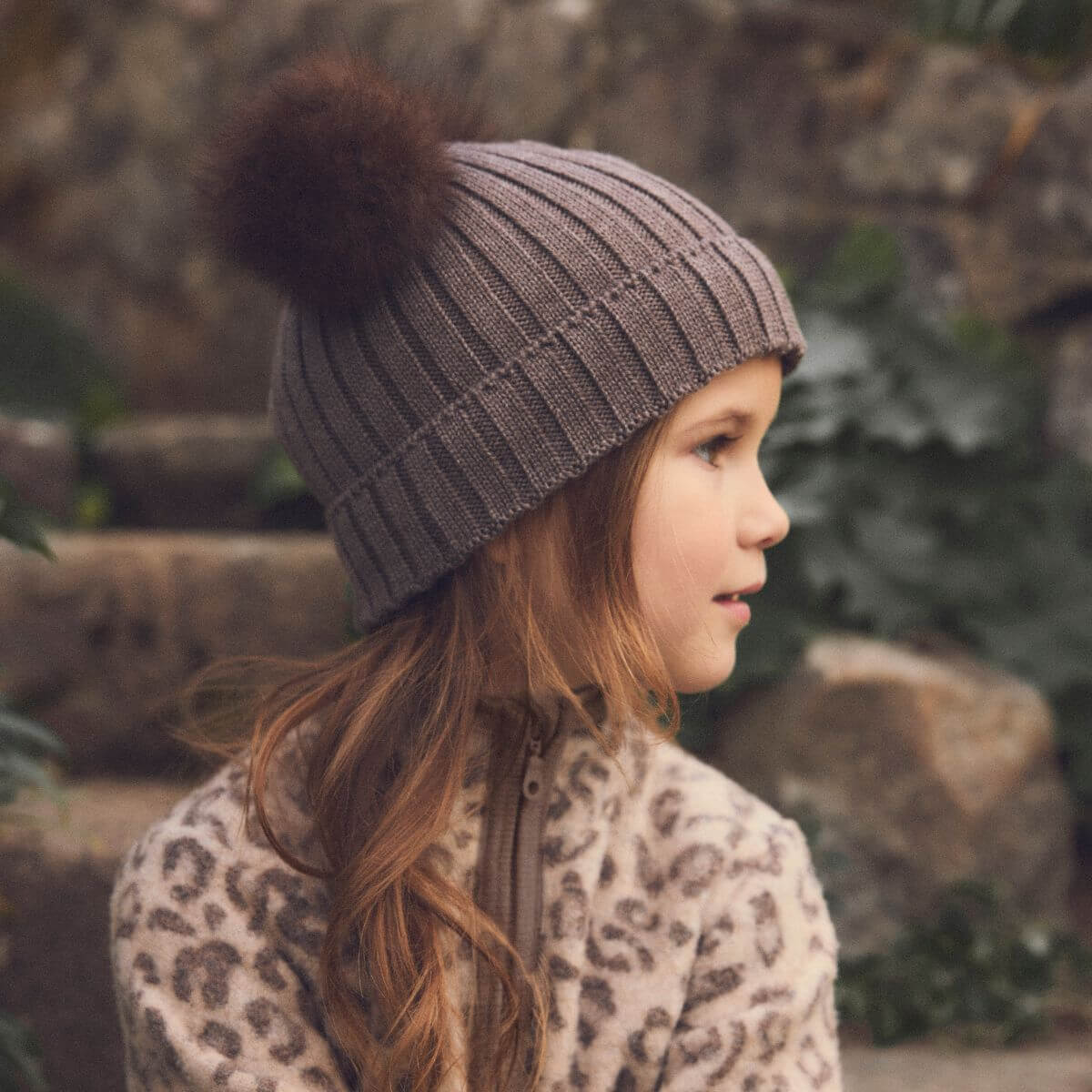 Hat Knit Alpaca Pompoms