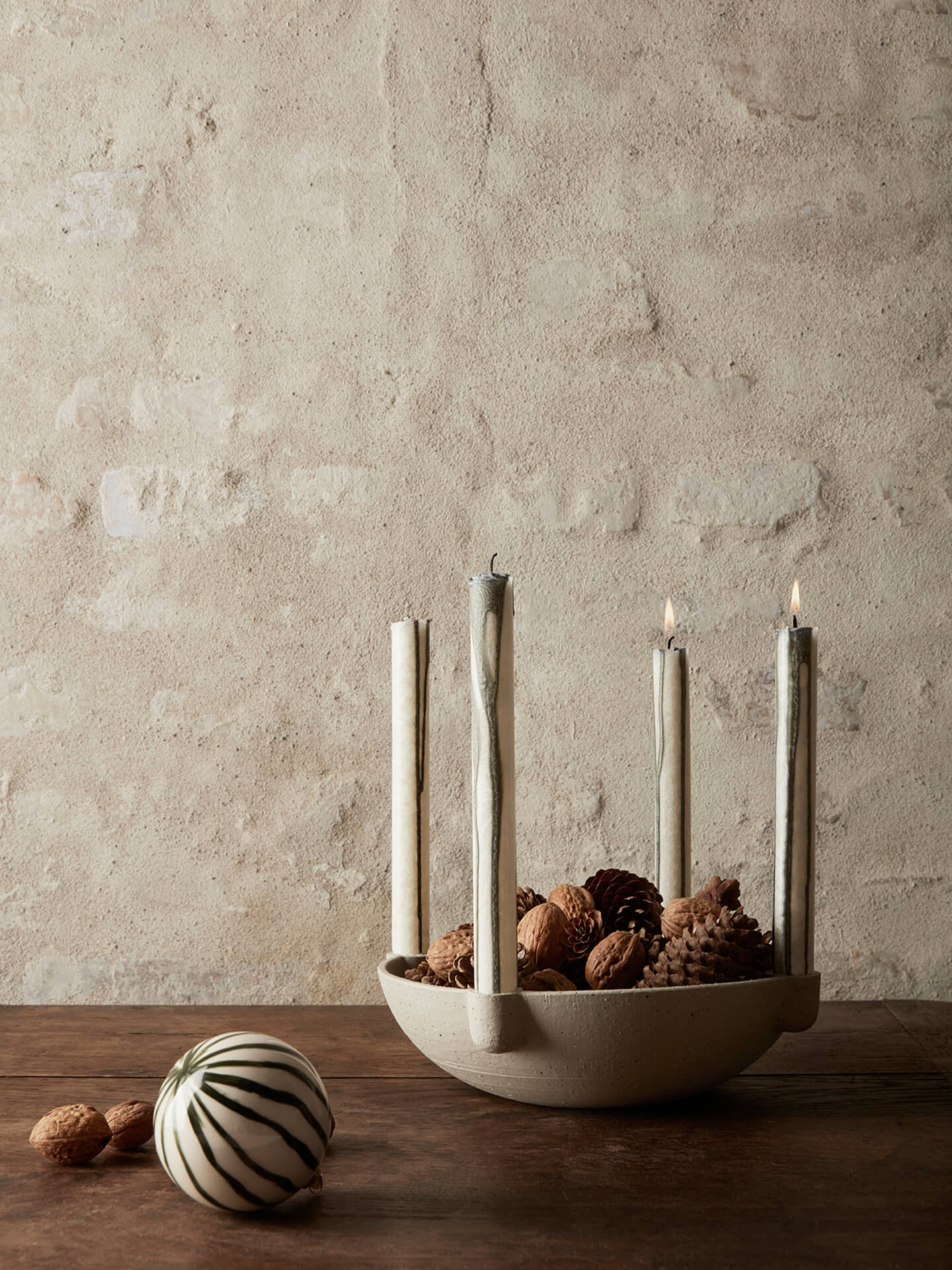 Bowl Candle Holder - L - Ceramic - Light Grey