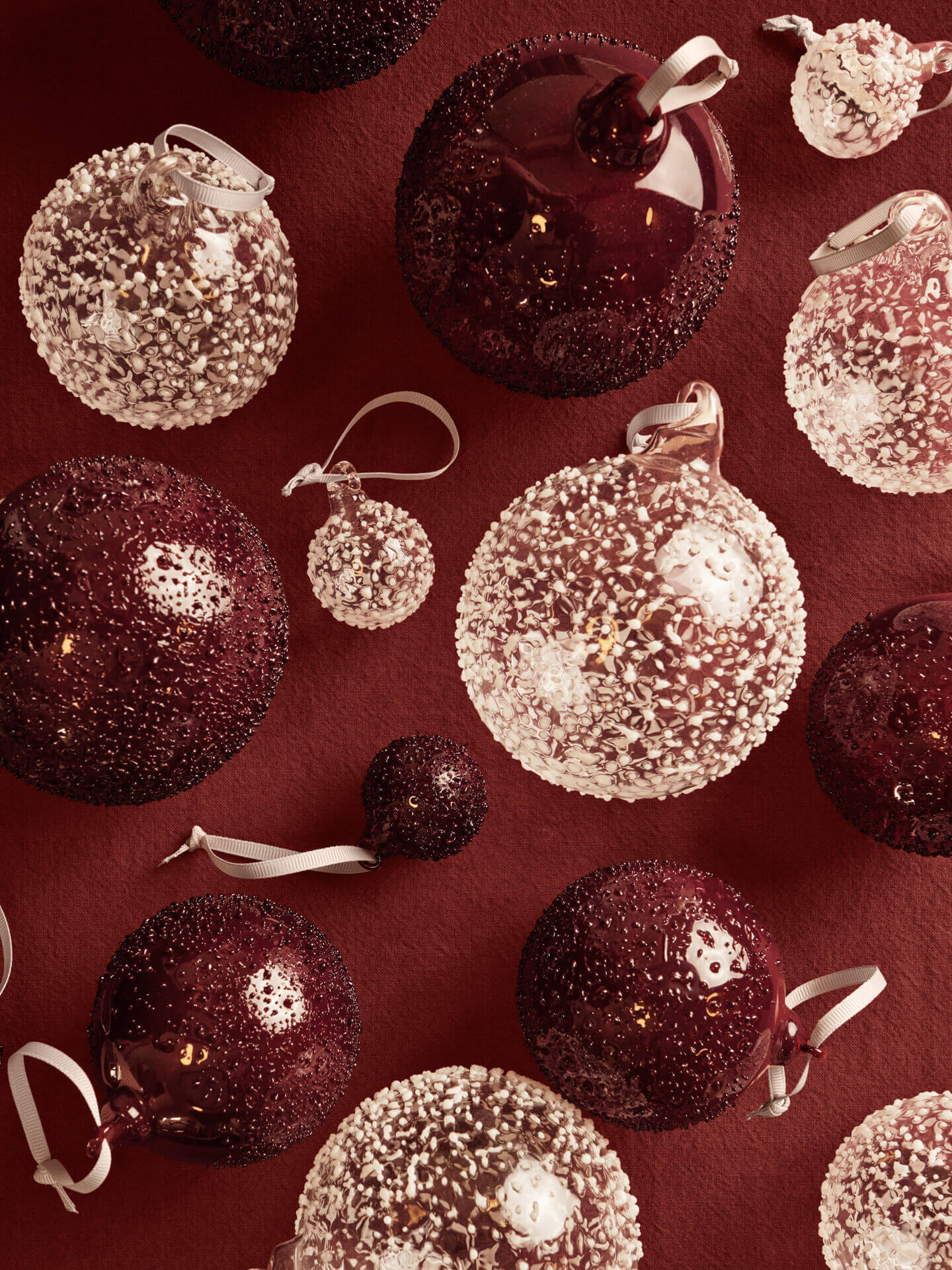 Flurry Glass Baubles L – Set of 3 | Christmas Decor Ferm living
