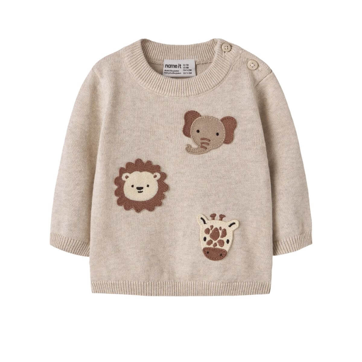 Baby Pullover Animals – Organic Cotton Knit beige