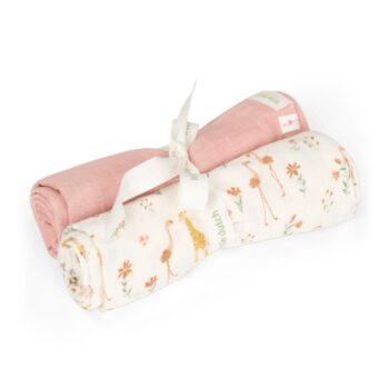 Pucktuch-Set - Rosa - 70x70 cm - Blooming Safari
