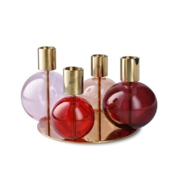 bubble candle holder red