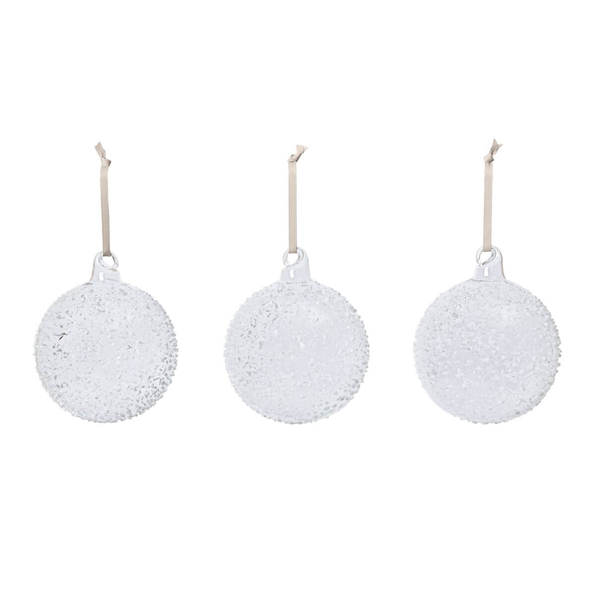 Flurry Glass Baubles L – Set of 3 | Christmas Decor Ferm living