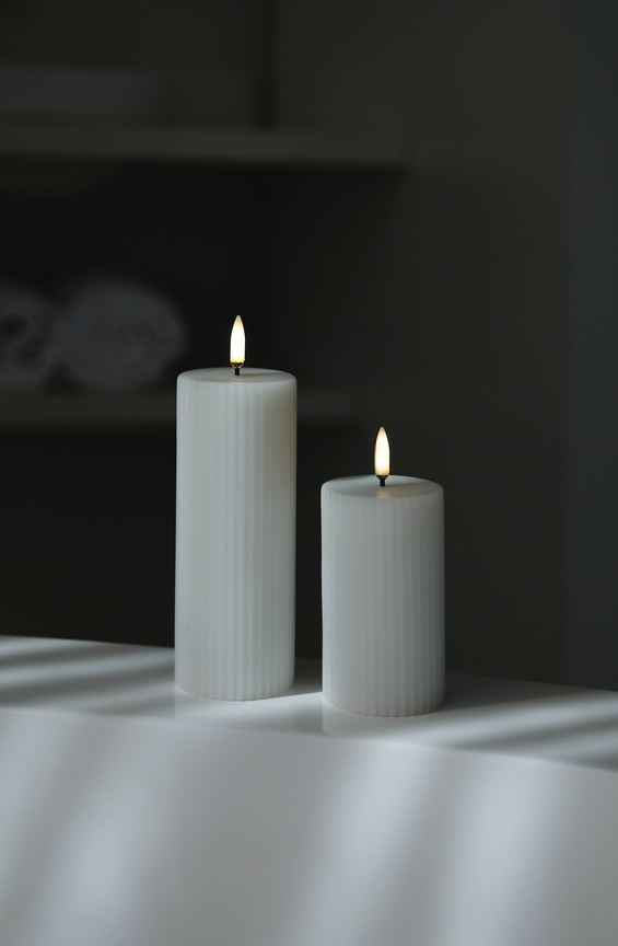 LED Pillar Candle Grooved - Image 4