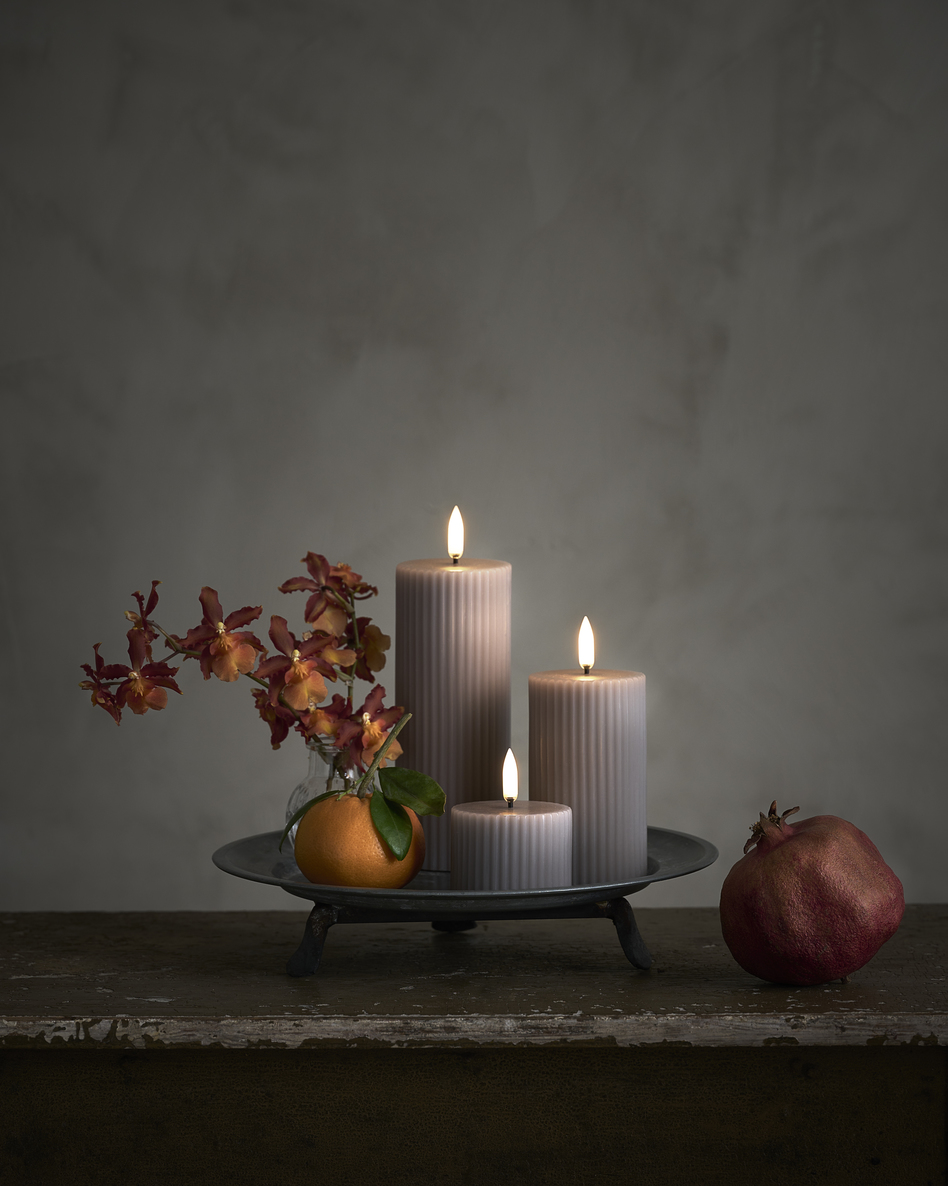 LED Pillar Candle Grooved - Image 2